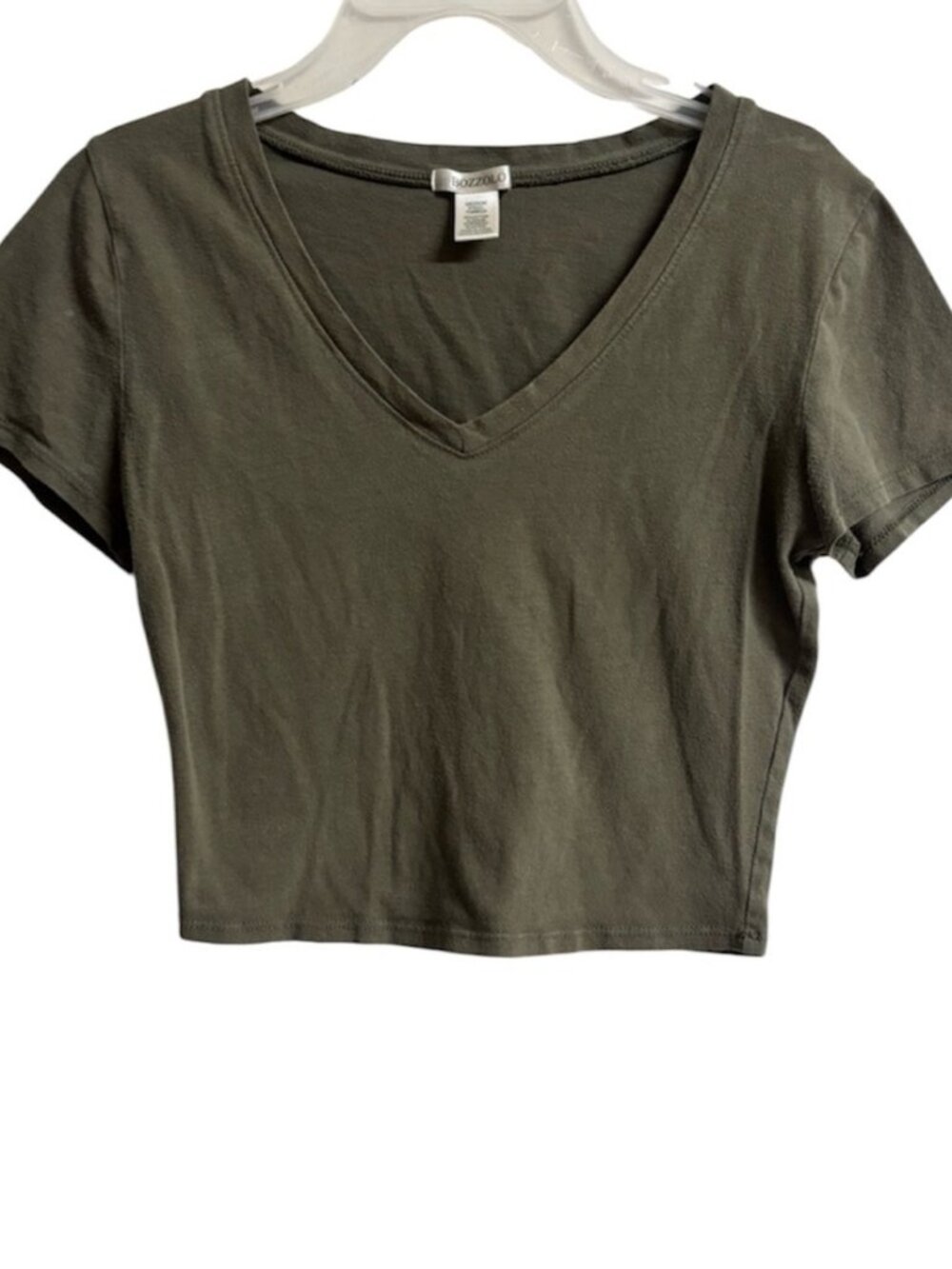Dark Olive V-Neck‎ Crop Top